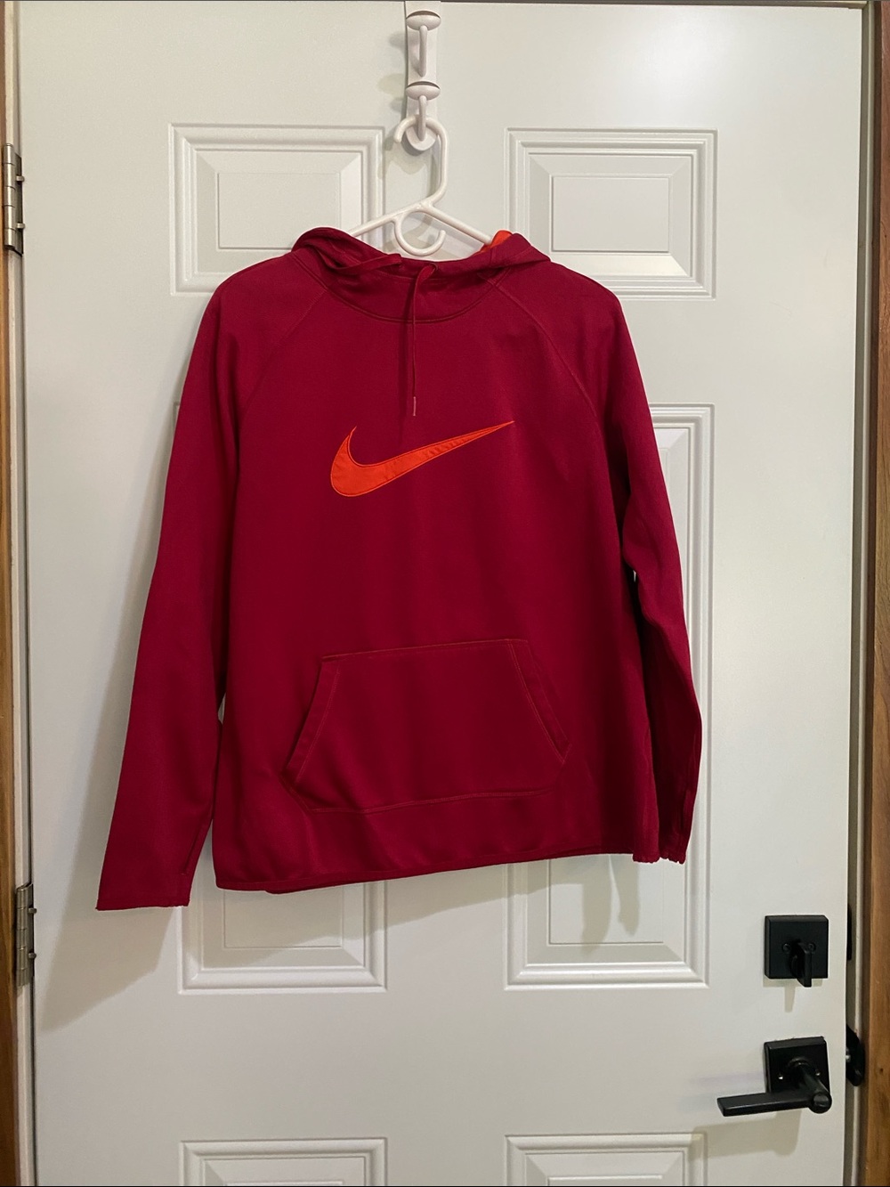 Nike Red Hoodie with Orange Swoosh